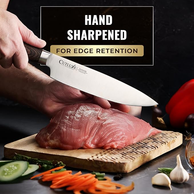 Cutluxe 3-Piece Chef Knife Set – Ultra Sharp Japanese Kitchen Knives, High Carbon Stainless Steel Blades, Full Tang Pakkawood Handles – Shinobi Series