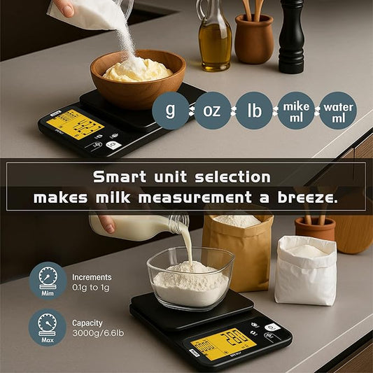 Polit Brewly Coffee Scale with Timer â 0.1g/0.5g/1g Triple-Range Precision Espresso & Pour-Over Scale, USB-C/Battery Powered, Milk/Water ml Modes, Ultra-Slim Travel Coffee Scale Home & CafĂ© Brewing