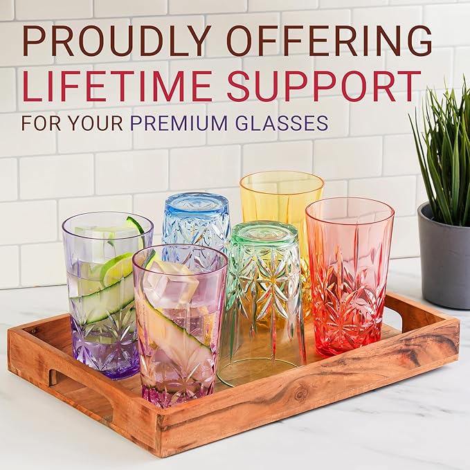 Royal Plastic Drinking Tumbler, Premium Quality Water Glasses, Dishwasher-Safe BPA-Free Durable Mixed Colors Assorted Stackable Cups, 18 oz Set of 12