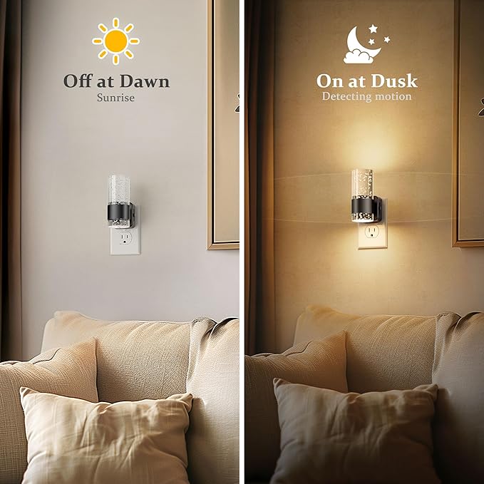 JandCase Night Light, Night Lights Plug into Wall,3000K LED Nightlight with 0-100LM Adjustable Brightness, Automatic Night Light Plug in with Light Sensor for Bathroom Hallway Room Decor
