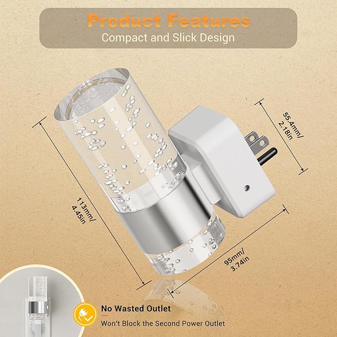 JandCase Night Light, Night Lights Plug into Wall,LED Nightlight with Adjustable Brightness, 5000K,Automatic Night Light Plug in with Auto Light Sensor for Bathroom Hallway Room Decor