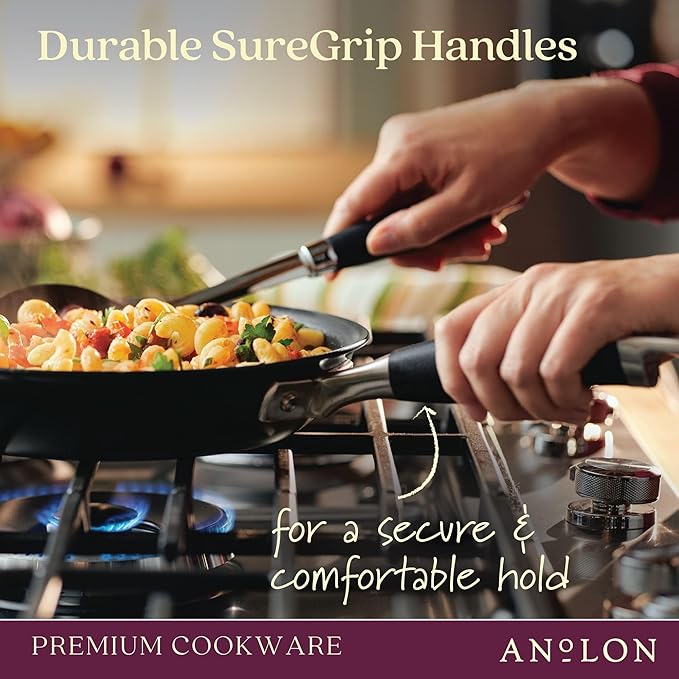 Anolon Advanced Home Hard-Anodized Nonstick Skillets (2 Piece Set- 10.25-Inch & 12.75-Inch, Onyx)