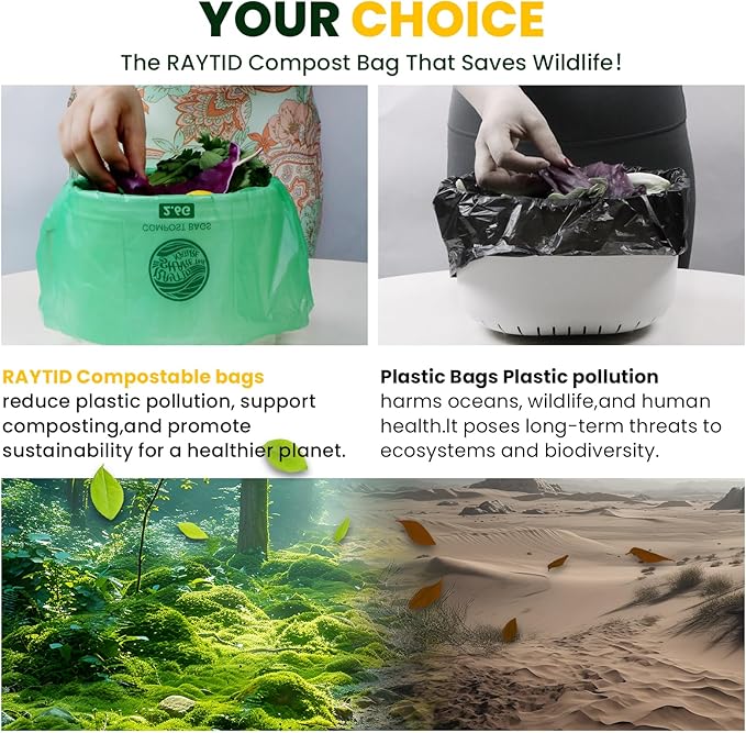 2.6 Gallon Compostable Trash Bags,240 Count Compost Trash Bags for Bedroom Kitchen Office Fit 10 Liter,Small Kitchen Food Scrap Waste Bags,ASTM D6400, US BPI & Europe OK compost HOME certified