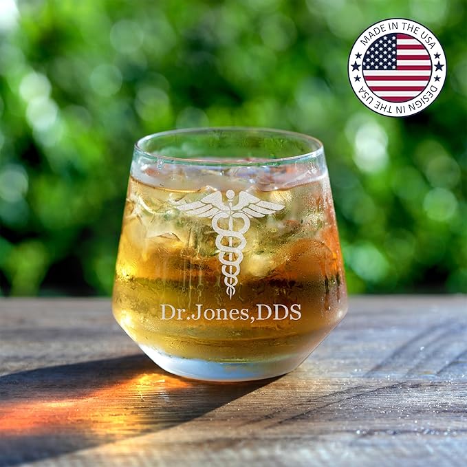 Custom Engraved Whiskey Glass - Personalized Gifts for Eye Doctors, Graduation Gift for Dental Student, Birthday Appreciation Gift for Best Ophthalmologist (Whiskey, Eye Doctor)
