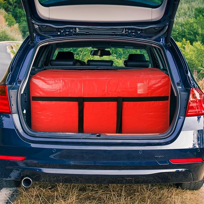 4 Pcs 96 Gallon Large Moving Bags with Zipper and Handles Foldable Storage Duffle Bags Heavy Duty Extra Large Totes for College Dorm Travel Clothes Blankets Bedding Moving (Red)