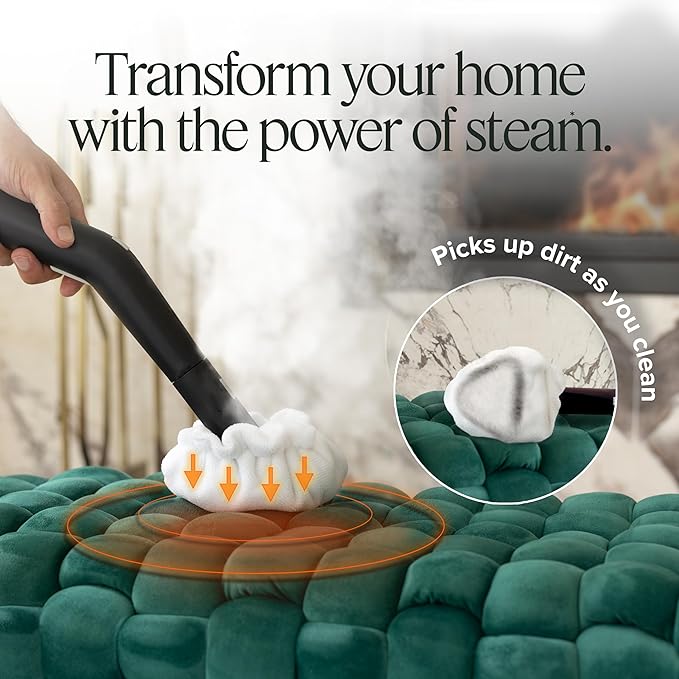Dupray Neat Steam Cleaner with 22-Piece Accessory Kit โ Versatile, Portable Steamer for Floors, Upholstery, Tiles, and More, removes 99.9% of Bacteria & Viruses* (incl. x6 Triangle Bonnets)