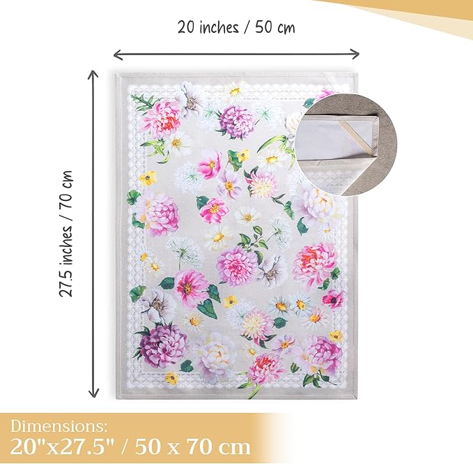 Maison d' Hermine Kitchen Towels Set of 3 100% Cotton 27.50" x 20" Reusable Cloth Tea Dish Towels Absorbent with Hanging Loop for Kitchen, Home, Dining, Cocktail Parties Spring/Summer (Pivoine)
