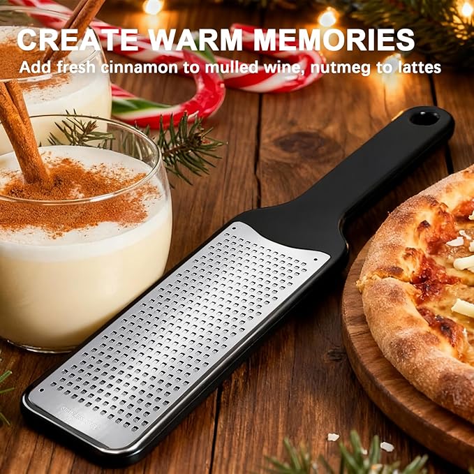 LHS Citrus Lemon Zester Cheese Grater - Stainless Steel Kitchen Tool for Parmesan Cheese, Ginger, Garlic, Nutmeg, Chocolate, Fruits, Dishwasher Safe
