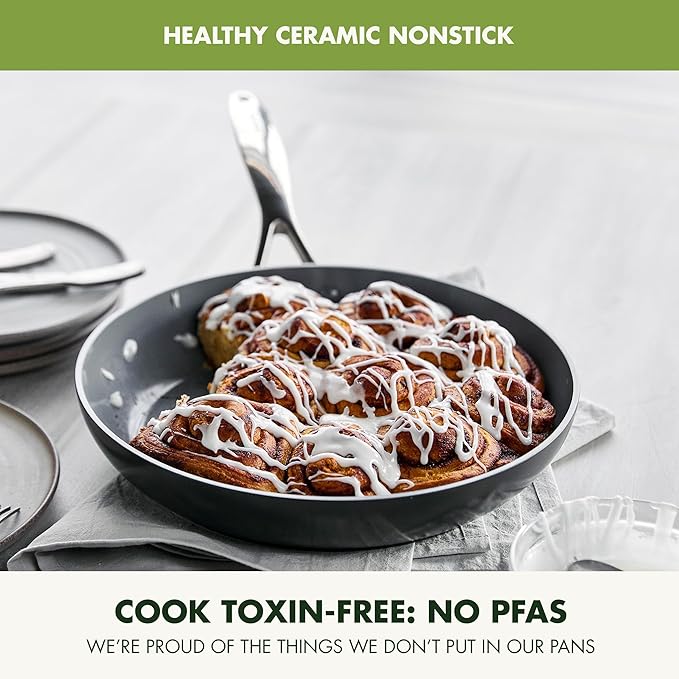 GreenPan 22 Piece Valencia Pro Ceramic Nonstick Cookware Set, PFAS-Free, Induction Ready, Hard Anodized Pots & Pans with Lids, Compatible on All Cooktops, Dishwasher & Oven Safe, Gray