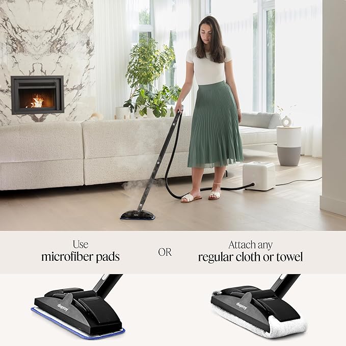 Dupray Neat Steam Cleaner with 22-Piece Accessory Kit โ Versatile, Portable Steamer for Floors, Upholstery, Tiles, and More, removes 99.9% of Bacteria & Viruses* (incl. x6 Triangle Bonnets)