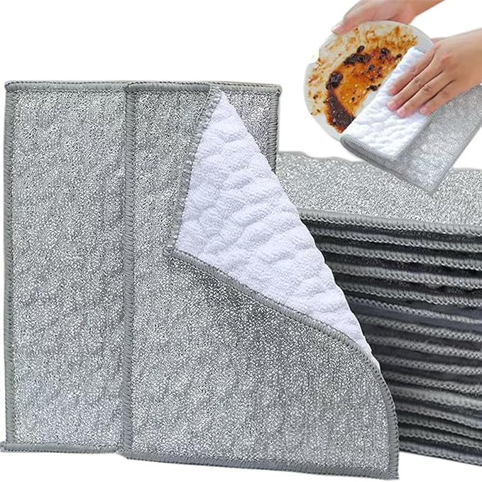 New Scratch-Resistant Multi-Functional Metal Wire Dish Cloth, Double-Sided for Wet and Dry use, Suitable for Washing Dishes, cookware, Sinks, stoves, and Kitchen Cleaning(2PCS)