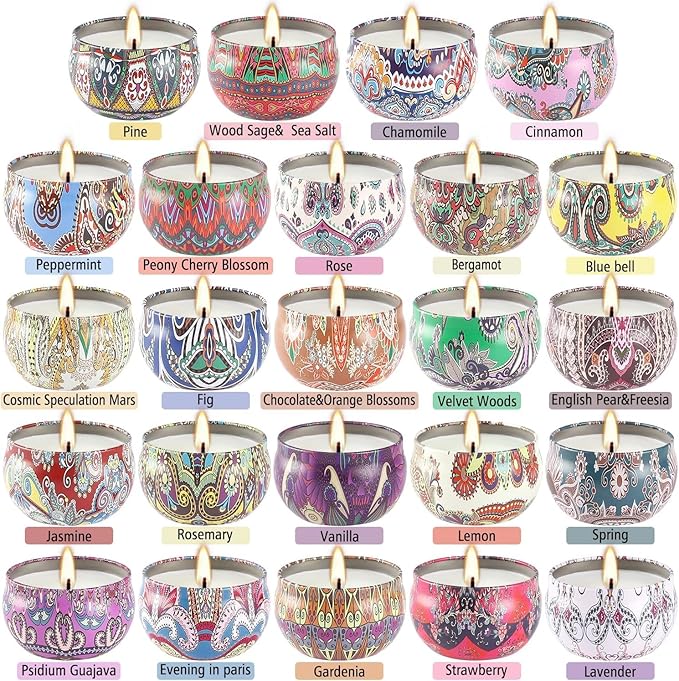 24Pack Scented Candles,Soy Wax Jar Candles,Aromatherapy Candles for Home 2.5 OZ Scented Candles for Mom for Christmas Candles, Birthday, Thanksgiving, Mother's Day,Valentine'sDay