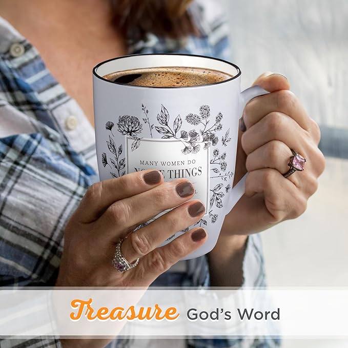 Christian Art Gifts Inspirational Microwave/Dishwasher Safe Coffee & Tea Scripture Mug: Many Women Do Noble Things Encouraging Proverb Bible Verse, Novelty Drinkware, Lavender Purple & White, 12 oz.