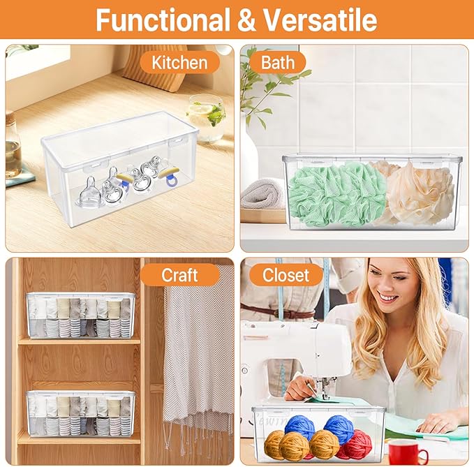 2 Pcs Reusable Plastic Milk Storage Containers for Fridge, Clear Refrigerator Organizer and Freezer Storage Bins