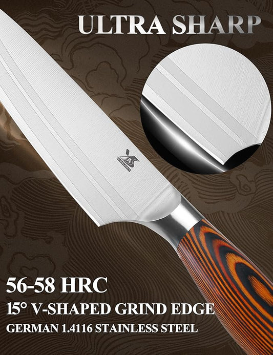 MSY BIGSUNNY 5pcs Knife Set Kitchen Utensils Knife, German Stainless Steel Professional Chef Kitchen Knife Set, Tang Series