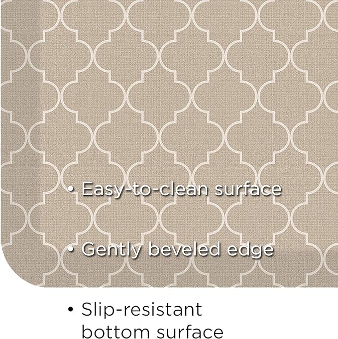 NewLife by GelPro Anti-Fatigue Designer Comfort Kitchen Floor Mat, 20x72, Trellis Khaki Stain Resistant Surface with 3/4” Thick Ergo-Foam Core for Health and Wellness