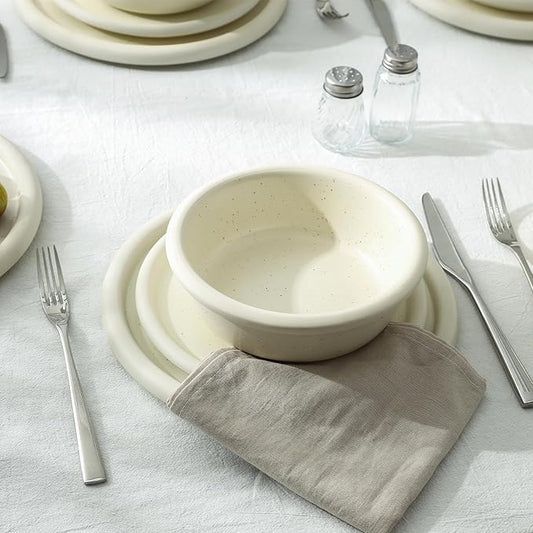 Stone Lain Capri 24-Piece Dinnerware Set Stoneware, White