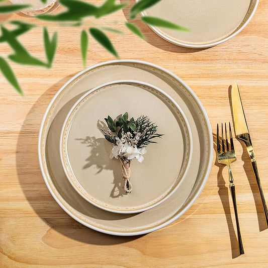 AmorArc Ceramic Dinnerware Sets, Handmade Reactive Glaze Stoneware Plates and Bowls Sets,Highly Chip and Crack Resistant | Dishwasher & Microwave Safe Dishes Set, Service for 6 (18pc)