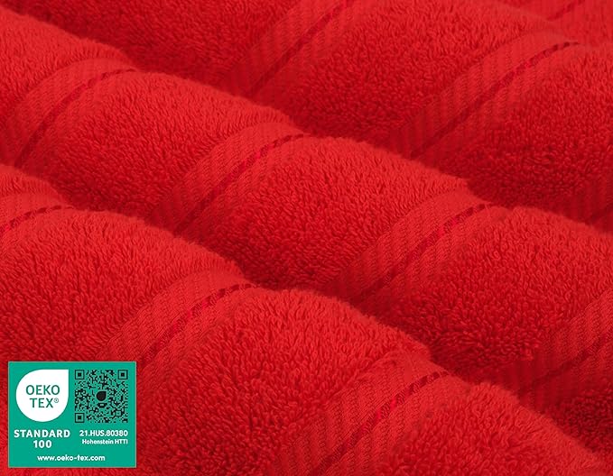 American Soft Linen Luxury 4 Piece Bath Towel Set, 600 GSM 100% Cotton Turkish Bath Towels for Bathroom, 27x54 in Large Bathroom Shower Towels, Red