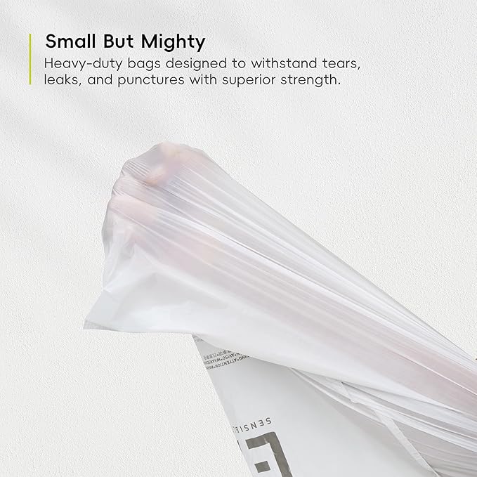 EKO 2.6 Gallon / 7-10 Liter, 80 Count Small Drawstring Trash Bags, Extra-Strong Unscented Garbage Bags, Easy-Dispense Roll for Kitchen & Household Use, Resists Tears, Leaks and Punctures, Code B White