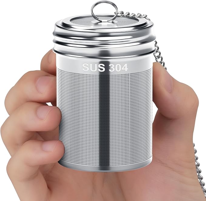 2 Pack Reinmoson Large Tea Infuser for Loose Tea & Spice Infuser for Cooking, 2.1” x 2.9” Extra Fine Mesh Large Tea Strainers, 304 Stainless Steel Loose Leaf Tea Steeper for Black Tea, Rooibos, etc