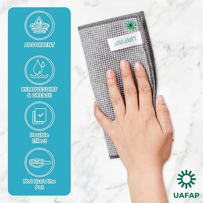 12 Pcs New Upgrade 3-Layer Non Scratch Wire Dishcloth,Cleans Fast Without Scratching, Stands Up to Stuck-on Grime, Multi-Surface Safe, Cleaning Power for Everyday Jobs 7.87“ x 7.87”