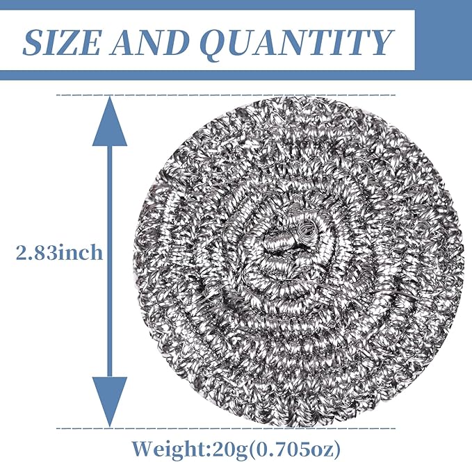 Stainless Steel Scrubber Scrubbing Scouring Pad Sponges Clean Pot Pan and Steel Wool for Kitchen Bathroom