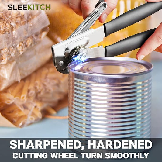 Commercial Can Opener, Manual Heavy Duty Hand Crank, Large Handheld Can Opener Easy for Big Cans, Swing Grip Design, Manual Can Opener with Comfortable Easy Crank Handle, Black