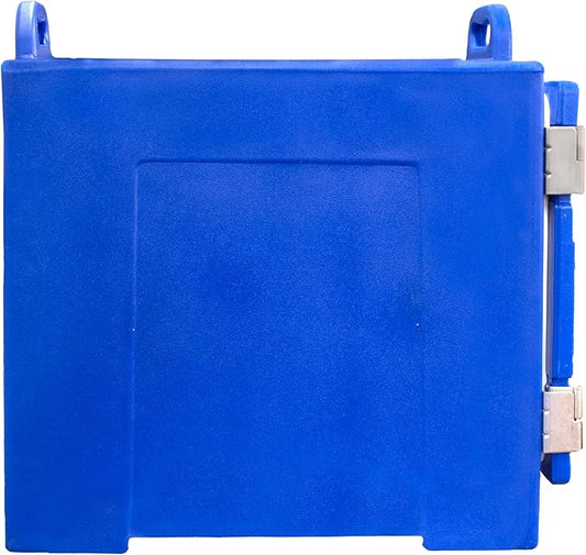 Carlisle FoodService Products Insulated Food Pan Carrier and Warmer, Cateraide Front-Loading Hot Box with Handles, Holds 5 Full or 10 Half 2.5" Pans (Sold Separately), PE Shell, PU Insulation, Blue