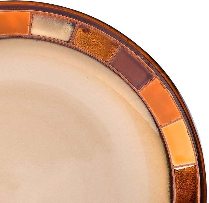 Gibson Casa Estebana 16-Piece Dinnerware Set, Service for 4 – Beige and Brown Stoneware Plates and Bowls