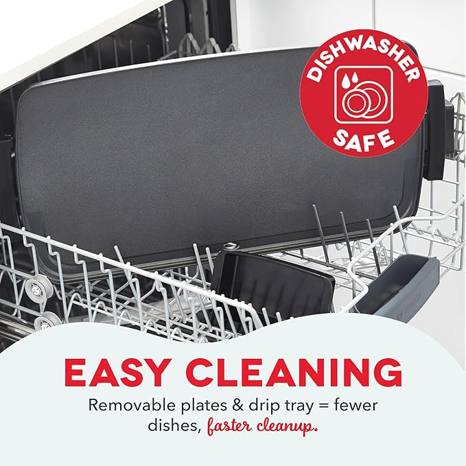 DASH Deluxe Everyday Electric Griddle with Dishwasher Safe Removable Nonstick Cooking Plate for Pancakes, Burgers, Eggs and more, Includes Drip Tray + Recipe Book, 20” x 10.5”, 1500-Watt - Black