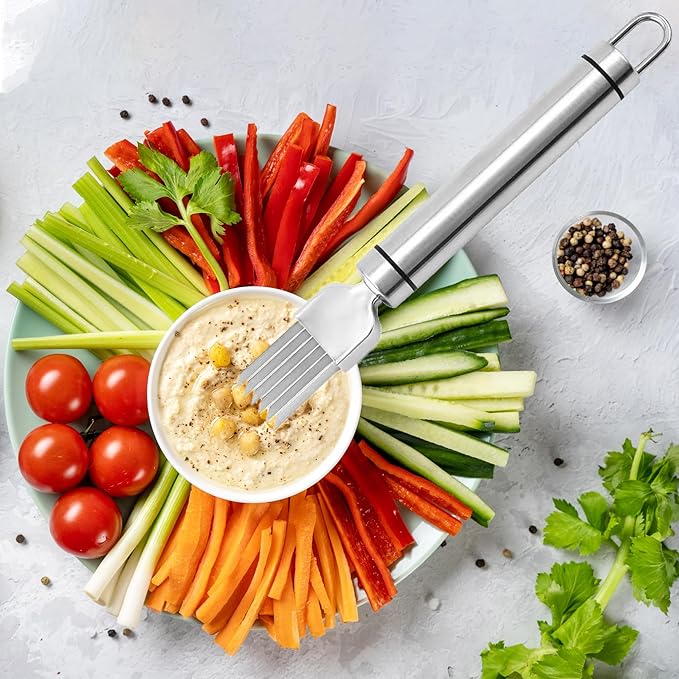 PCTC Stainless Steel Chopped Green Onion Knife, Kitchen Tool Slice Cutlery Vegetable Cutter Sharp Scallion Cutter Shred Knife, for Kitchen Cutting Vegetables Onion Garlic Slicing Tool(1 Pack)