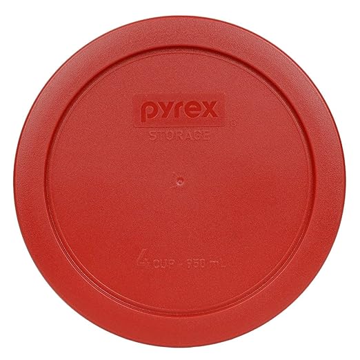 Pyrex 7201-PC 4 Cup Poppy Red Food Storage Replacement Lids (3-Pack) - Made in USA