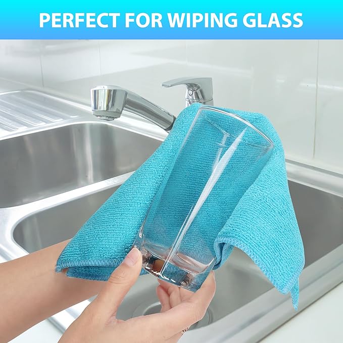 15pcs Microfiber Cleaning Cloth Lint Free, Absorbent, Streak Free, Non-Abrasive, Reusable and Washable,Cleaning Towels with 5 Color Assorted,11.5"X11.5"(Green/Blue/Yellow/Pink/Grey)