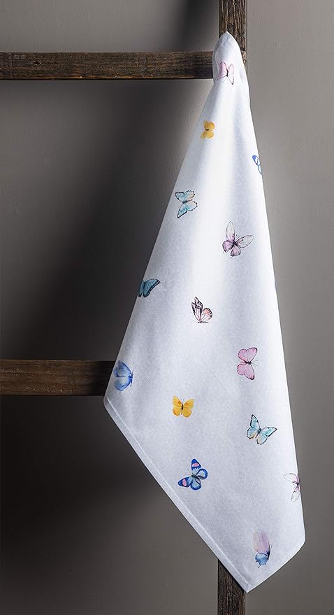 Maison d' Hermine Kitchen Towels Set of 2 100% Cotton 27.50" x 20" Reusable Cloth Tea Dish Towels Absorbent with Hanging Loop for Kitchen, Dining, Cocktail Parties Spring/Summer (Blossoms in Spring)