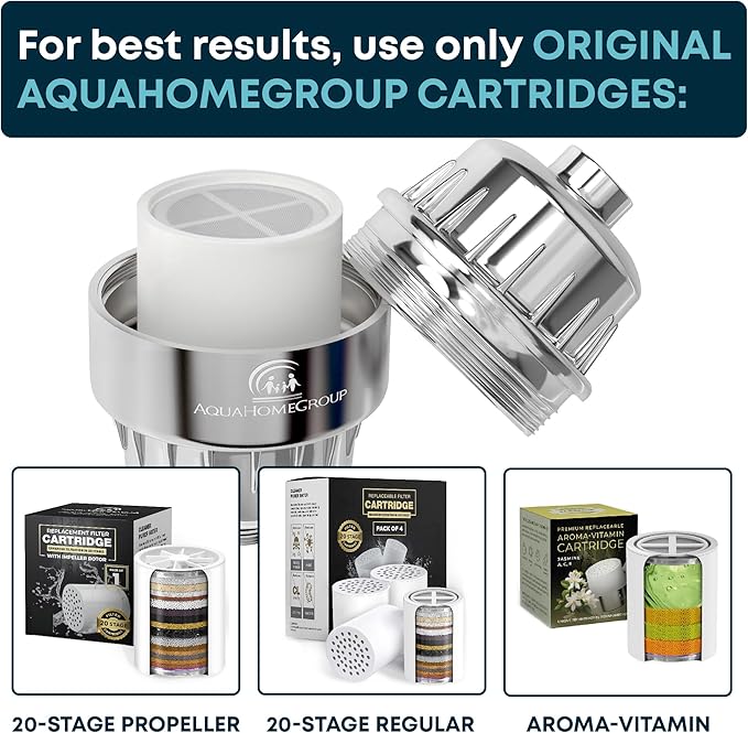 AquaHomeGroup Handheld Shower Head with Filter 20+3 Stage Filtration Shower Filter for Hard Water - Vitamin C,A and E infused Shower Water Filter with SPA Effect - High Pressure Shower Head with Hose