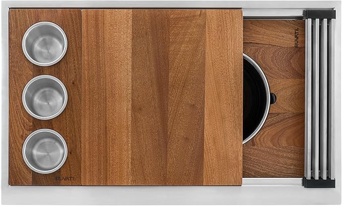 Ruvati 36-inch Workstation Kitchen Sink - Dual Tier Undermount Kitchen Sink - 16 Gauge Stainless Steel Kitchens Sinks with Brushed Finish hides scratches - RVH8277