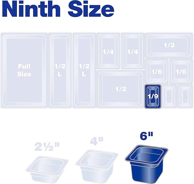 Carlisle FoodService Products Storplus Food Storage Container Food Pan, Chafing Pan for Catering, Buffets, Restaurants, Polycarbonate (Pc), 1/9 Size 6 Inches Deep, Black, (Pack of 6)