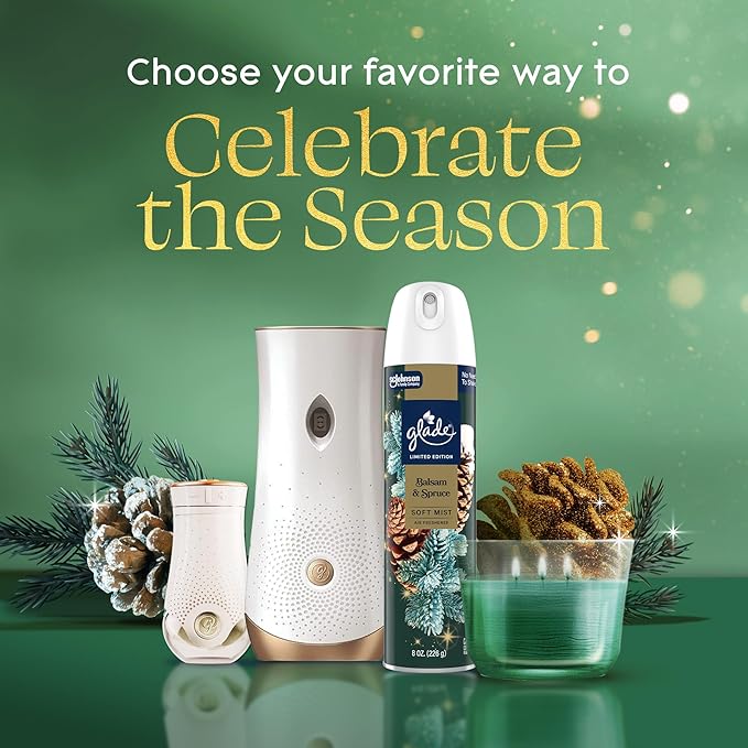 Glade PlugIns Refills Air Freshener, Balsam & Spruce, Scented and Essential Oils for Home and Bathroom, 0.67 Fl Oz, 10 Count