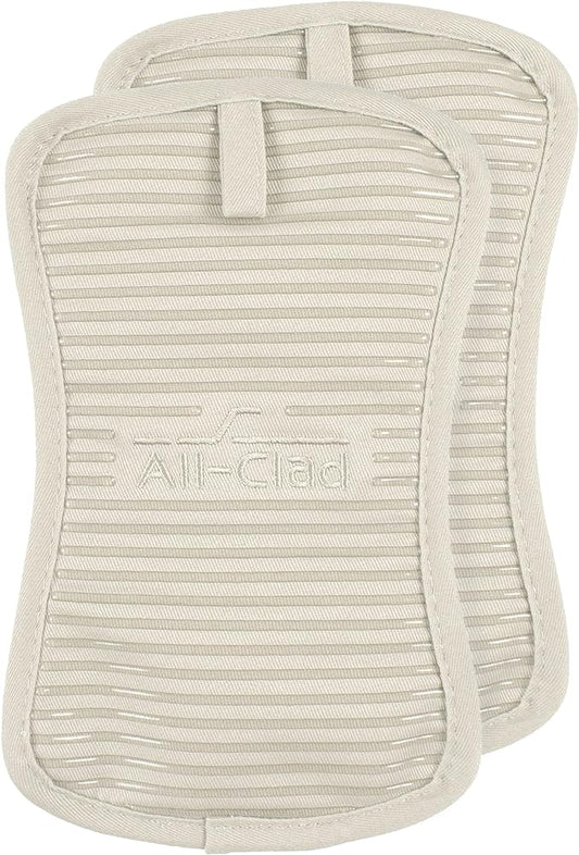 All-Clad Premium Pot Holder & Hot Pad: Heat Resistant to 500 Degrees - 100% Cotton, 10"x6.25" Hot Pad for Kitchen and Barbeque, (2-Pack), Almond