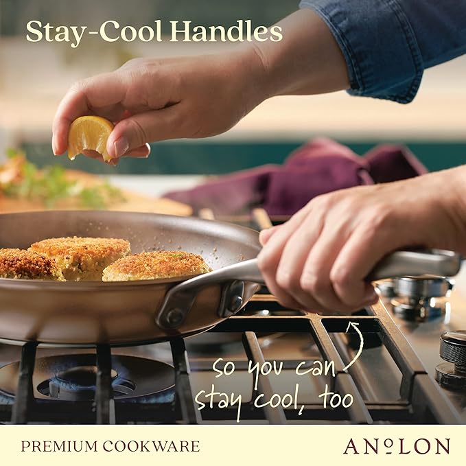 Anolon Ascend Hard Anodized Nonstick Frying Pan/Skillet - Good for All Stovetops (Gas, Glass Top, Electric & Induction), Dishwasher & Oven Safe with Stainless Steel Handle,10 Inch - Bronze