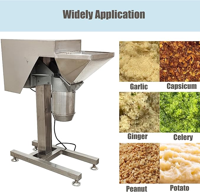 220V Fruit and Vegetable Crusher Shredder Stainless Steel Food Processor Chopper Commercial Fruit Jam Maker Juicer Crushing Machine Electric Grinder for Ginger Garlic Onions Strawberry