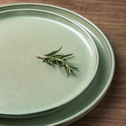 GBHOME Ceramic Dinnerware Sets for 6, 18 Pieces Stoneware Plates and Bowls Sets, Scratch Resistant Dishes, Dishwasher & Microwave Safe-Pastel Green