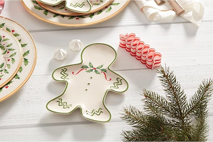 Lenox Dinnerware Set, Holiday Gingerbread Man Accent Plate, Service for 1, 8 Inch Porcelain Plate Perfect for Christmas Hosting, Dishwasher Safe, Christmas Decor, Gingerbread Man (Multicolor, 1 Piece)