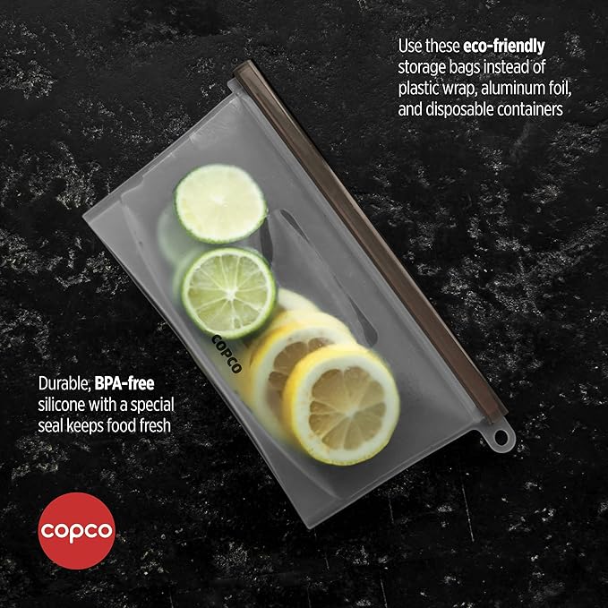 Copco Silicone Food Grade Reusable Storage Bag, Clear (Small), Reduce Single-Use Plastic, Air-Tight, Leakproof, Dishwasher-Safe, Eco-friendly, 16.9 Ounce, Clear