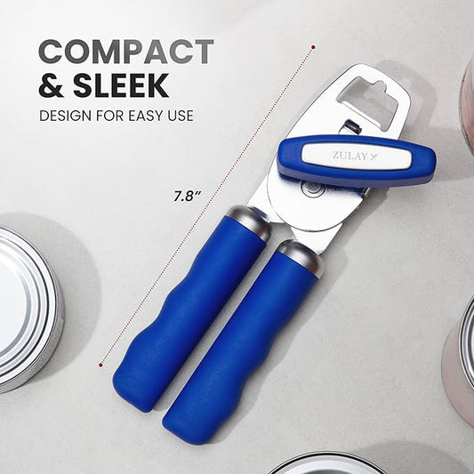 Zulay Kitchen Manual Can Opener with Bottle Opener with Turn Knob