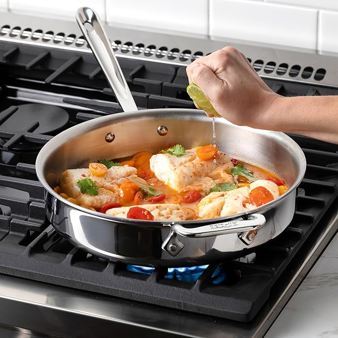 All-Clad D3 3-Ply Stainless Steel Cookware Set – 7-Piece Pots and Pans Set, Induction, Oven Broiler Safe 600F - Includes Frying Pans, Saucepans, Sauté Pan, Stockpot, Professional Cookware – Silver