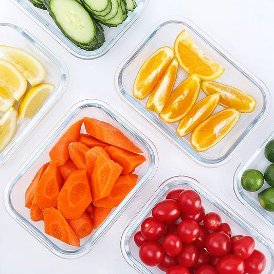 M MCIRCO 10-Pack,22 Oz Glass Meal Prep Containers,Glass Food Storage Containers with lids,Lunch Containers,Microwave, Oven, Freezer and Dishwasher (Gray)