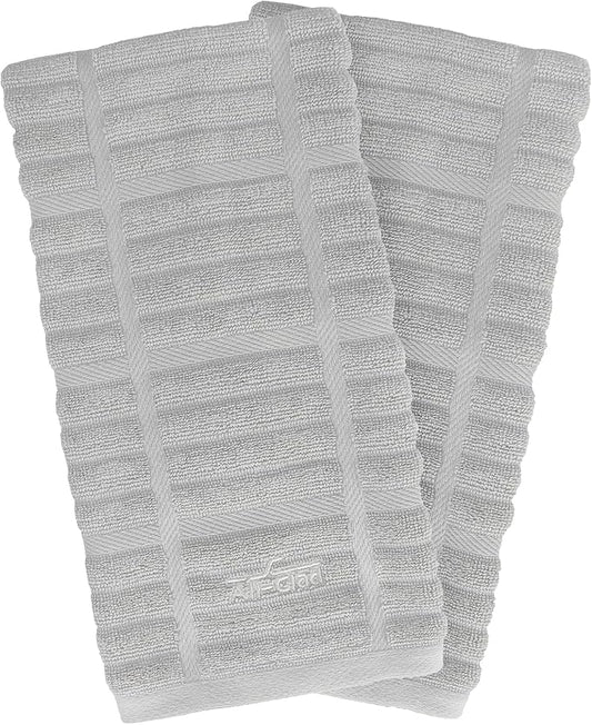 All-Clad Solid Kitchen Towels: Highly Absorbent, Super Soft Long Lasting - 100% Cotton, 17"x30" Tea Towels for Cleaning & Drying Dishes, Pans, Glassware, or Countertops, (2-Pack), Titanium Gray