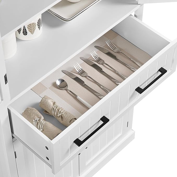 Yaheetech 72.5" Kitchen Pantry Storage Cabinet with Drawer, Freestanding Pantry Cupboard with Doors and 2 Adjustable Shelves, Modern Utility Pantry Cabinet for Dinning Room, Living Room, White